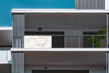 MuchoWow Balkonsichtschutz Marmor - Limette - Gold - Luxus - Marmoroptik - Weiß (1-St) Balkonbanner, Sichtschutz für den Balkon, Robustes und wetterfest