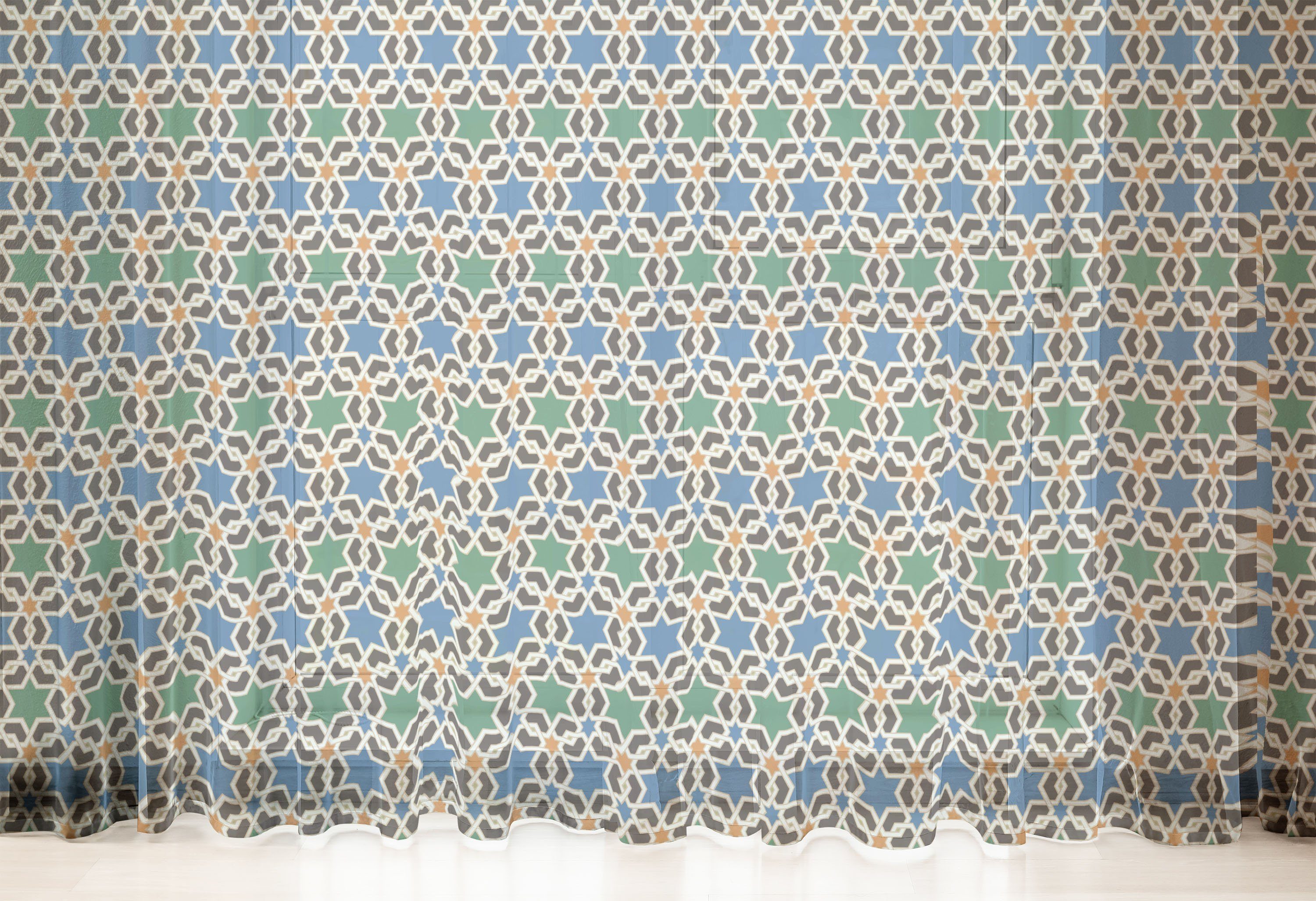 Gardine schiere Drapierung für Hochzeit marokkanisch Panels, Party 2 Hexagon-Sternchen Abakuhaus