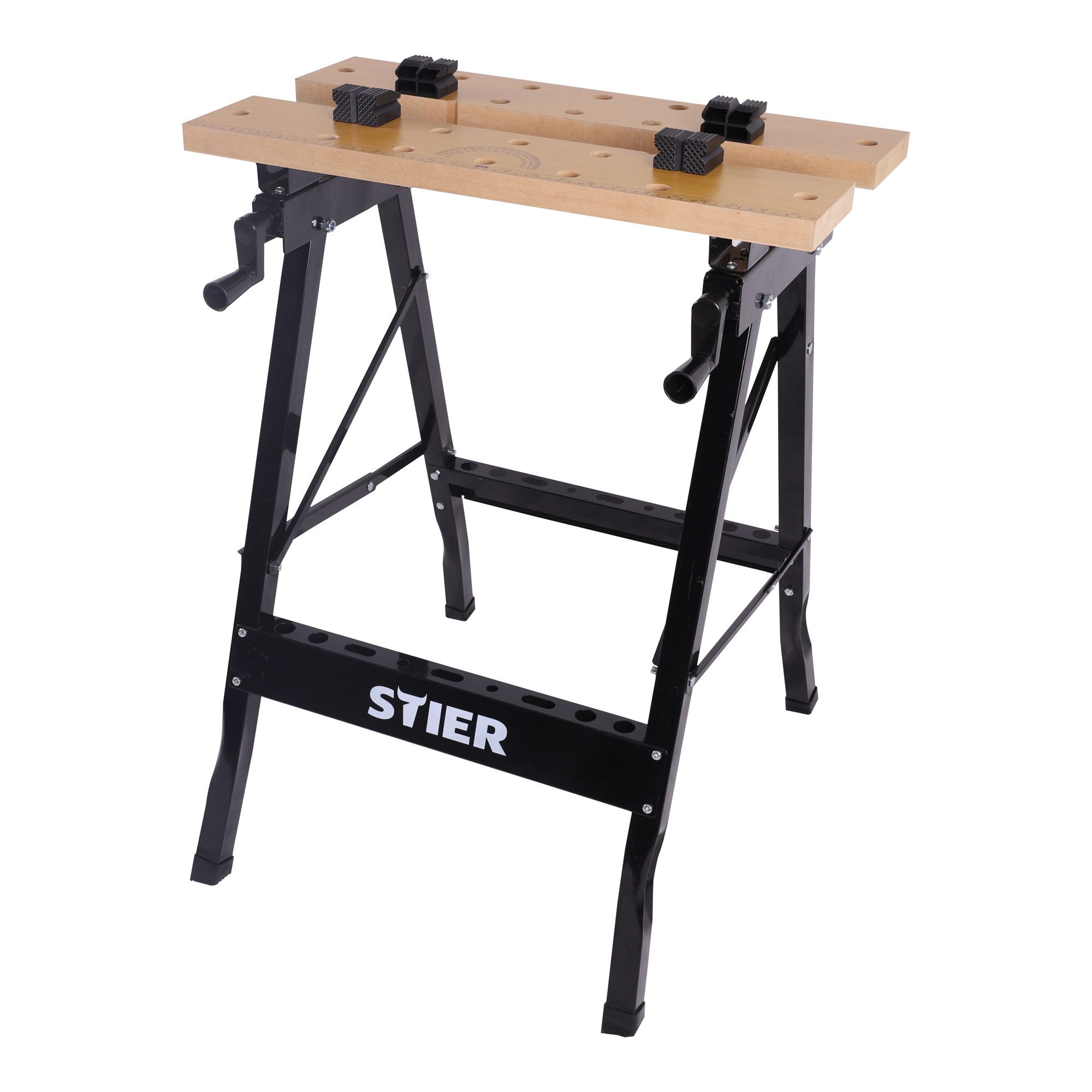 Stier Klappbock STIER Werkbank mit Spannbacken klappbar Spanntisch platzsparend mobile