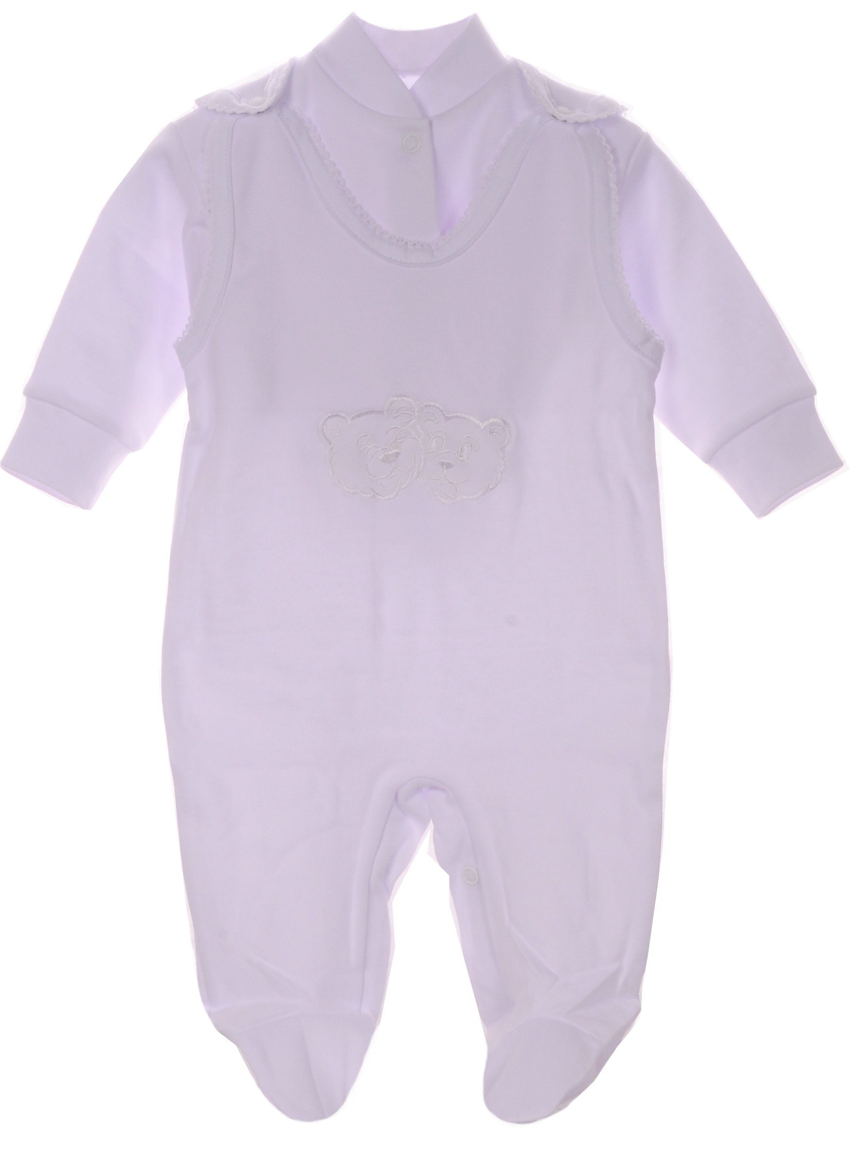 La Bortini Ползунки Baby Anzug in Weiß Ползунки Hemdchen Set bestickt aus reiner Baumwolle, 44 50 56 62 68 74 80