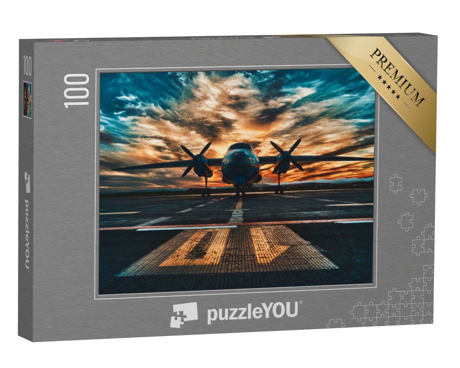 puzzleYOU Puzzle Propellergetriebenes Flugzeug im Sonnenuntergang, 100 Puzzleteile, puzzleYOU-Kollektionen Flugzeuge