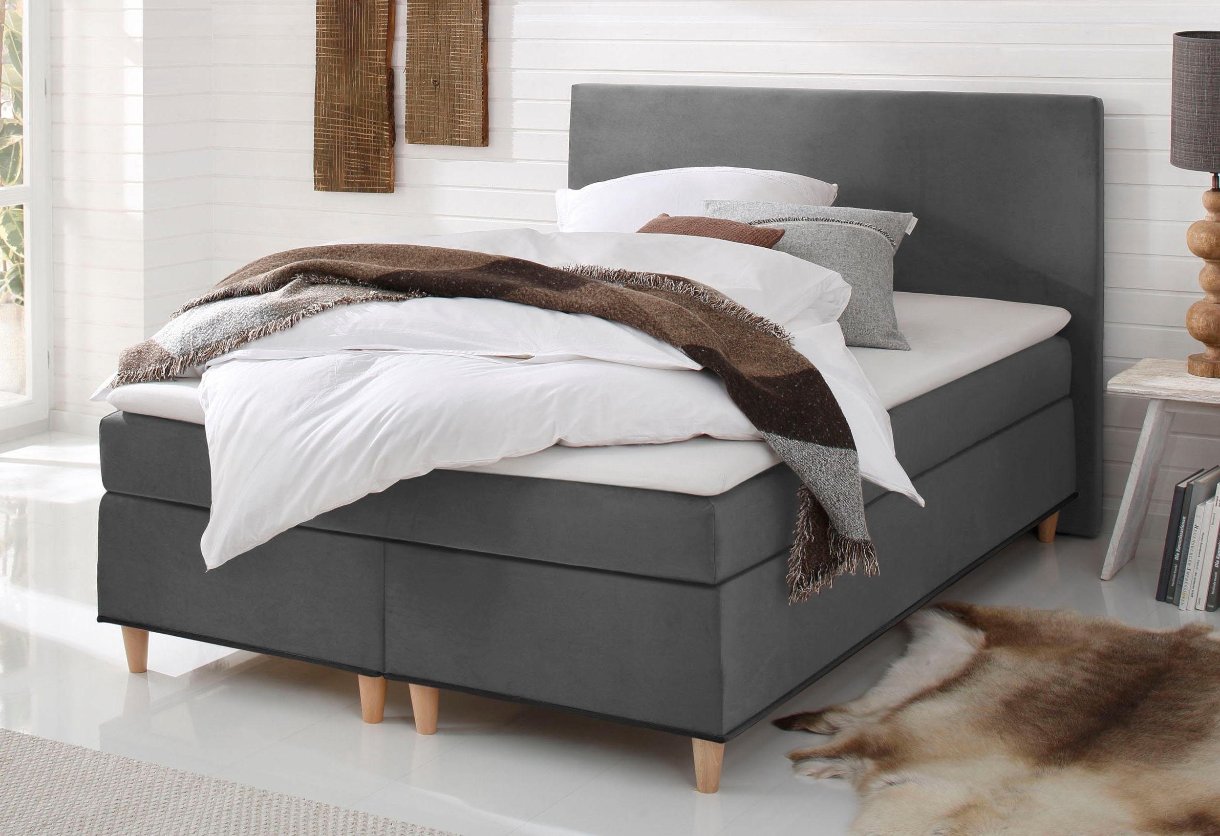 Boxspringbett TOMA - 140x200cm, grau