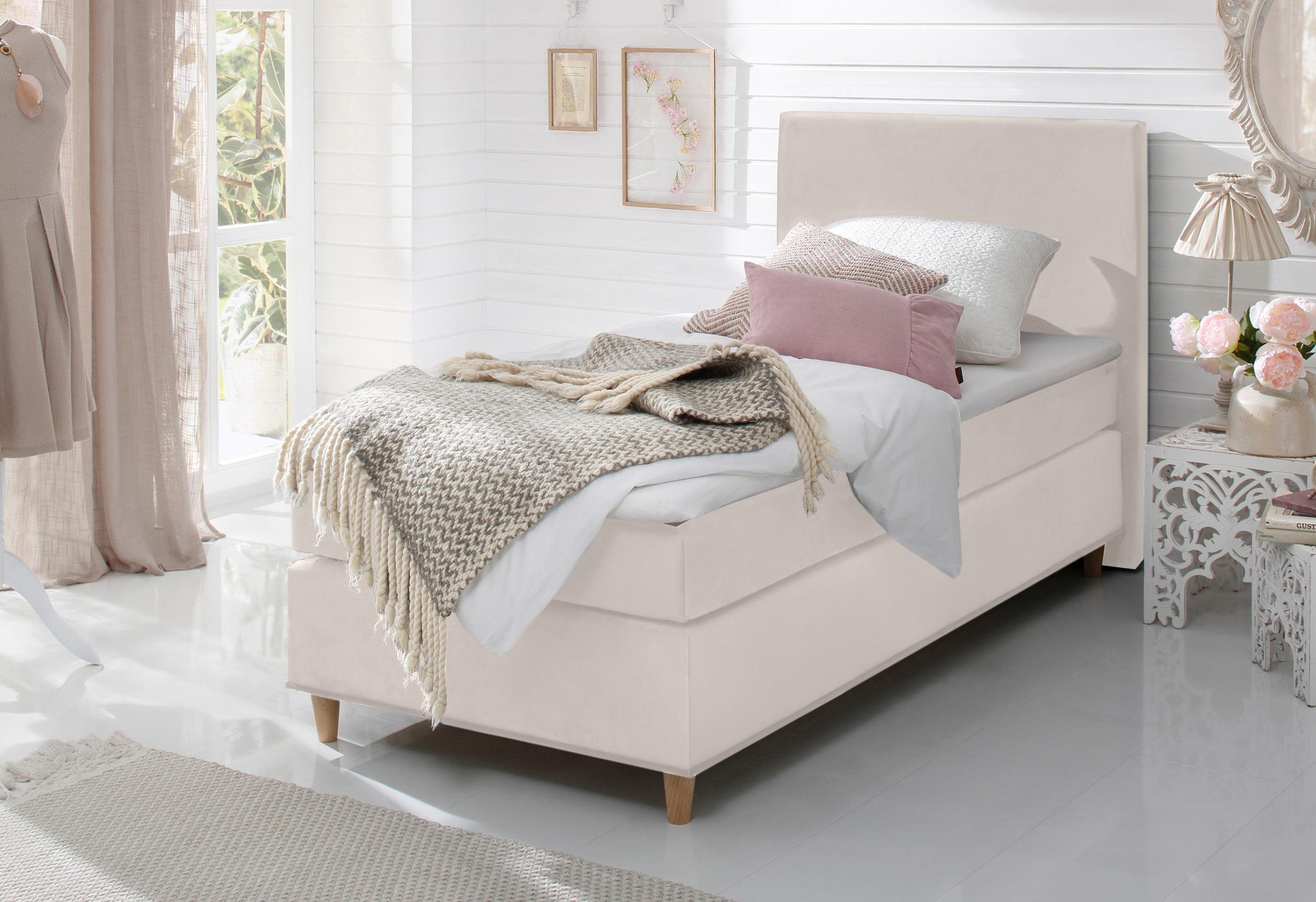 Boxspringbett TOMA mit Topper in beige 