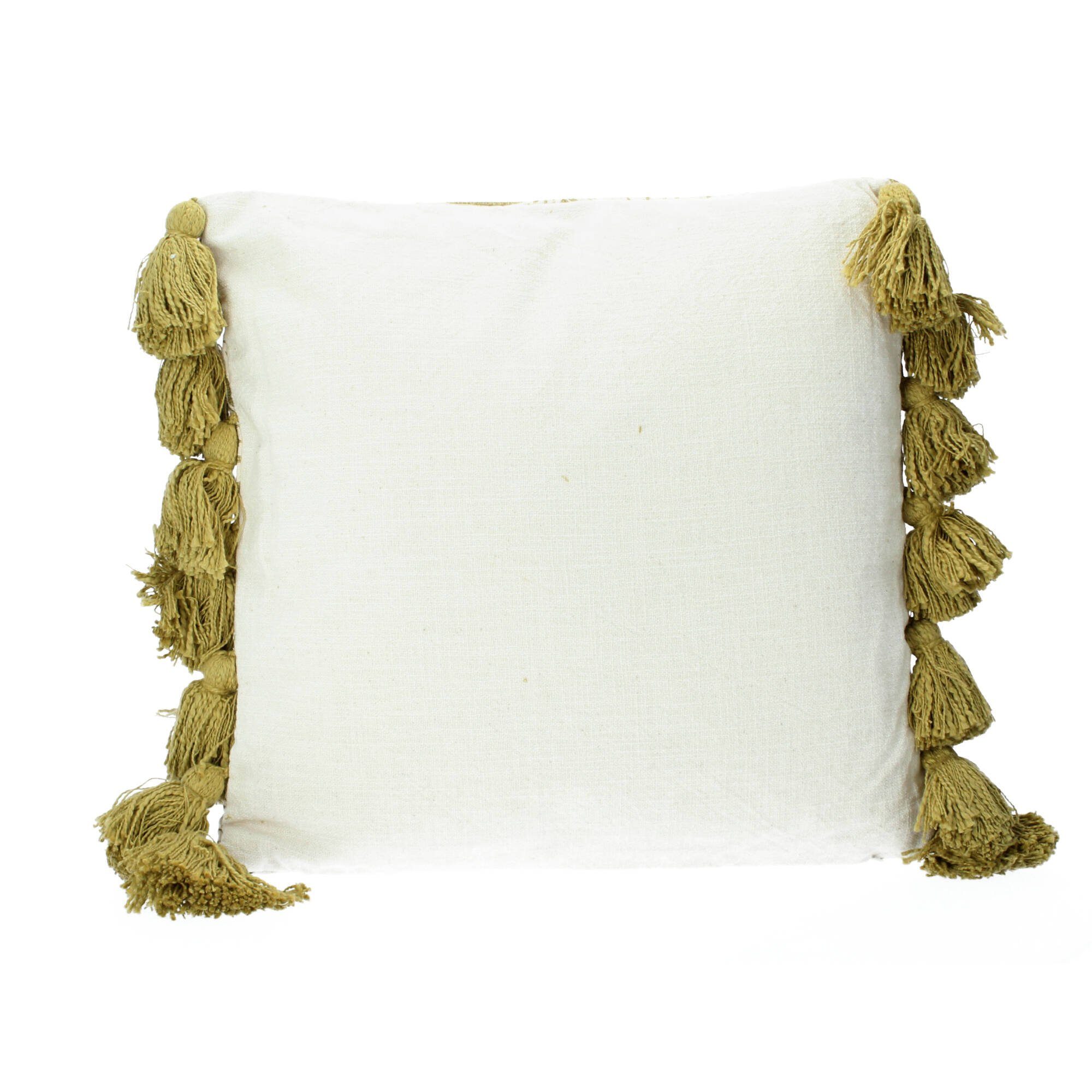 Bloomingville Sofakissen Isser 45x45 cm Blätter Quasten grün