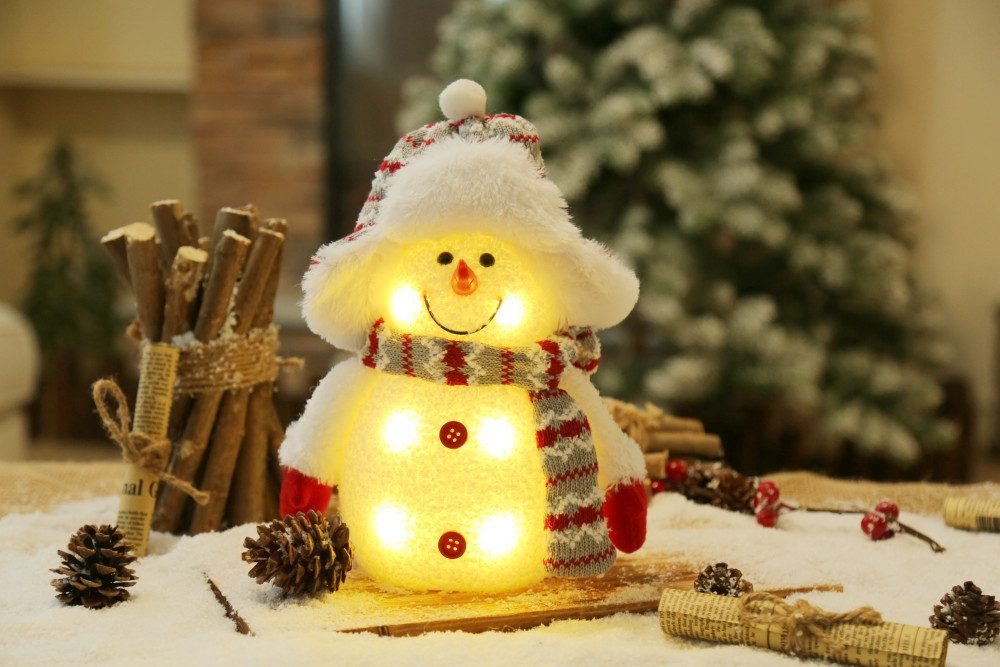 HI Weihnachtsfigur, LED Weihnachtsdeko - Schneemann - 26 cm - Rot günstig online kaufen