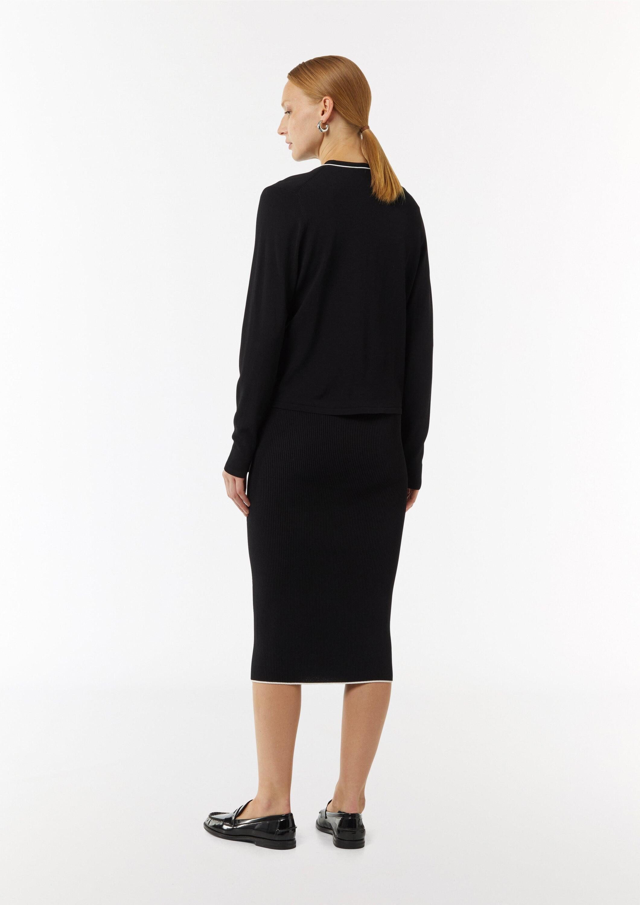 comma Cardigan Strickjacke Cardigan mit Kontrastdetails und aufgesetzten Taschen