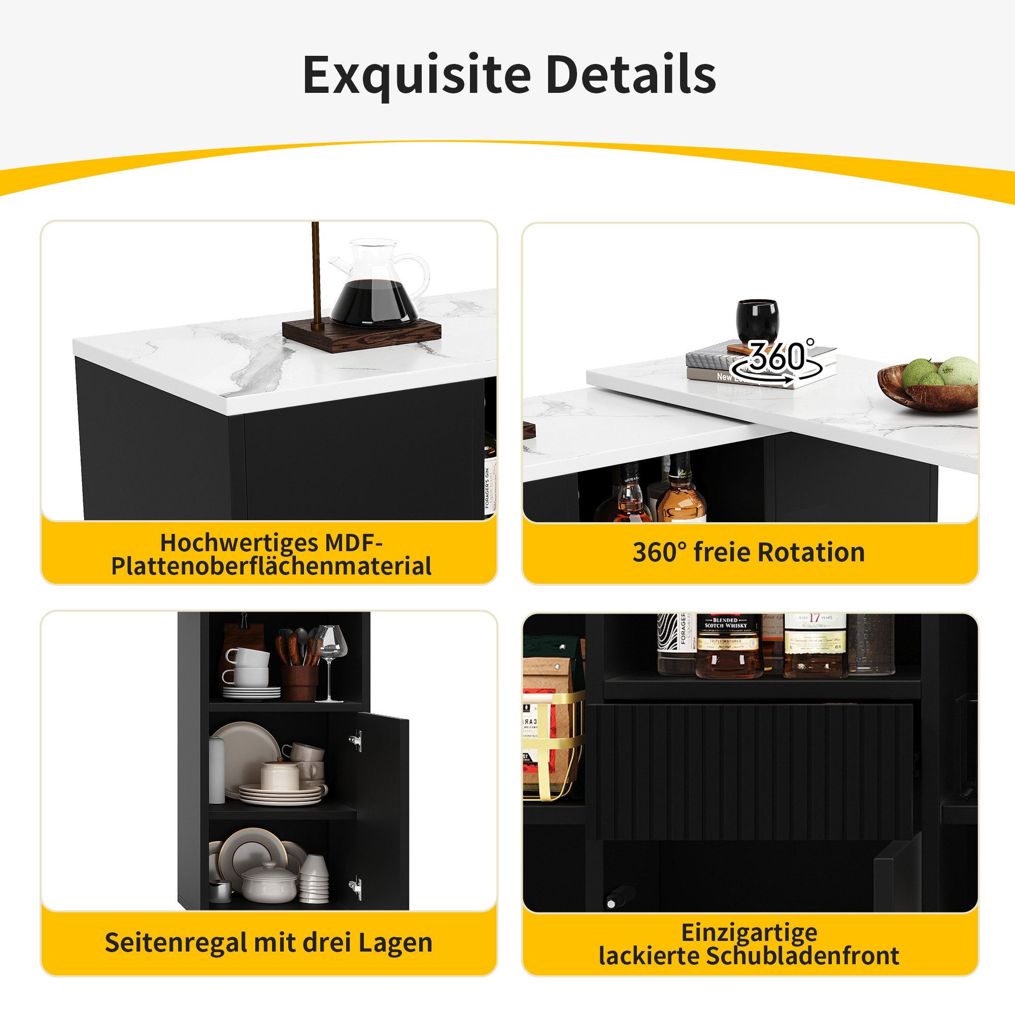 i@home Bartisch Um 360° drehbarer, Hauptkörper 198,5 x 30 x 75 cm (Bis 60 k günstig online kaufen