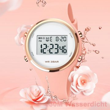findtime Damen Digitale Armband Frauen Kinder Mädchen Multifonktion Smartwatch, Digital Silikon Armband mit Licht Alarm Stoppuhr