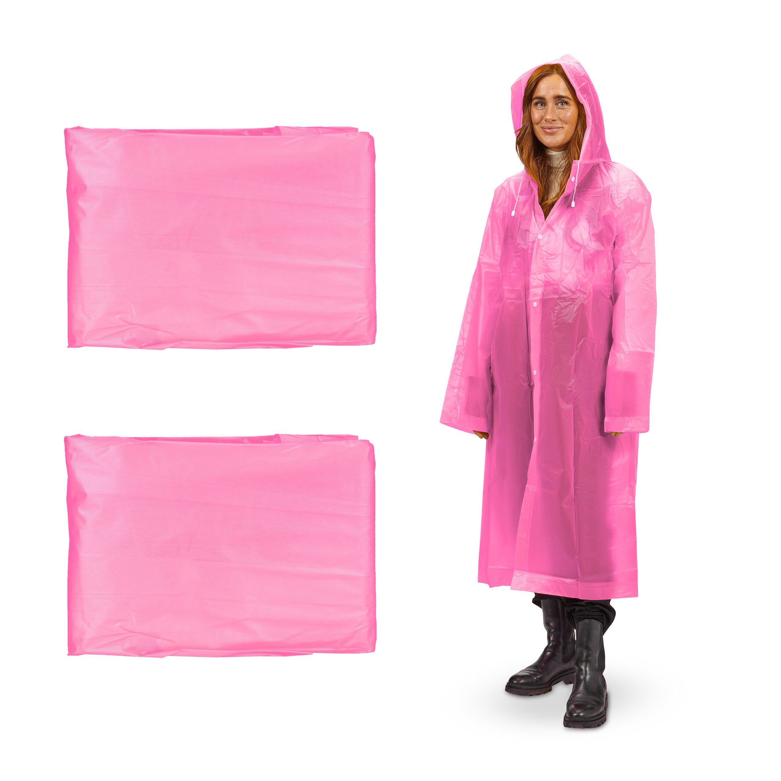 relaxdays Regenponcho Regenmantel im 2er Set Pink