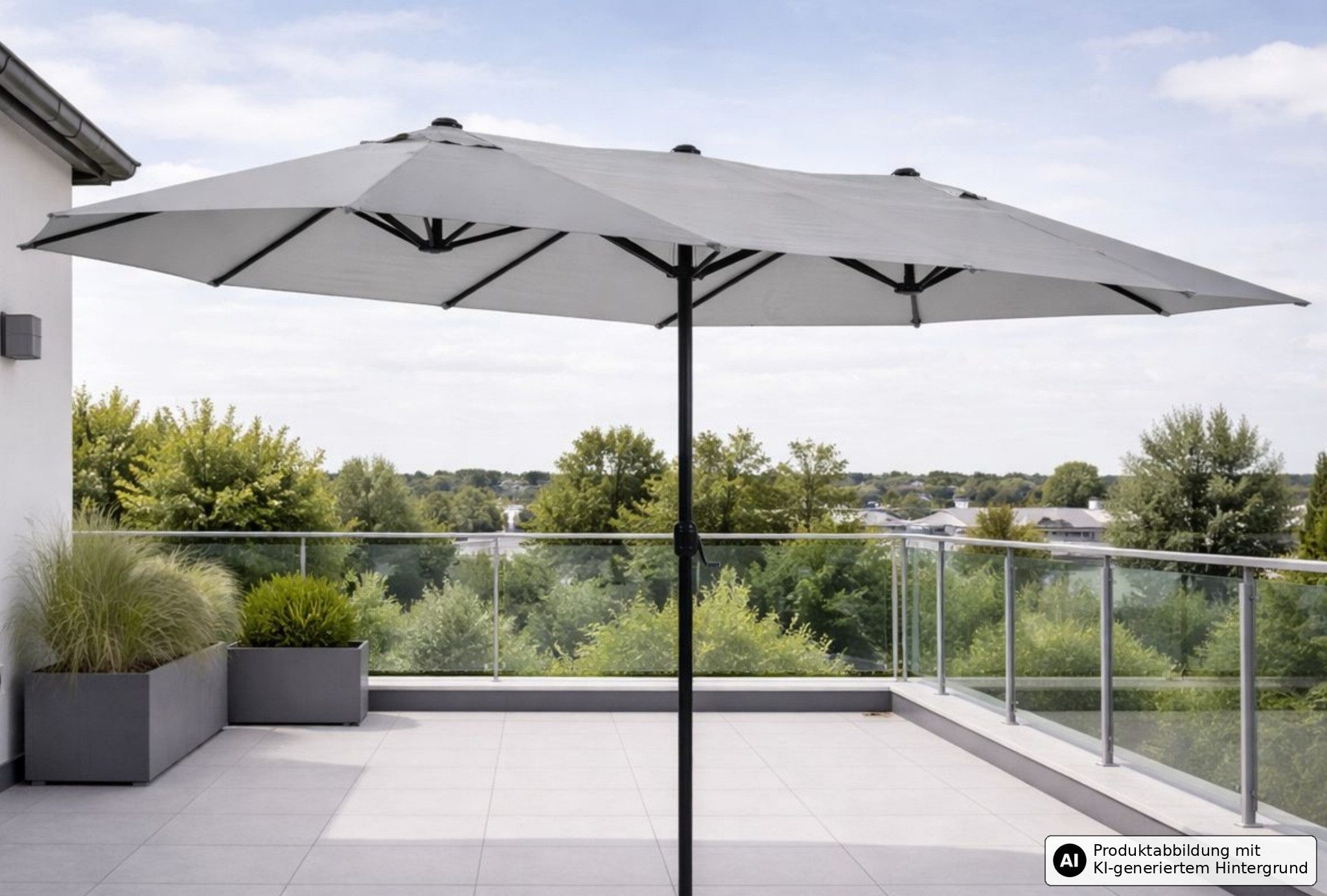 Leco Sonnenschirm Oval-Sonnenschirm Doppel-Sonnenschirm "DAS ORIGINAL" 4,6x2,7x2,45 m, LxB: 460x270 cm, 460 x 270 x H 245 cm – Bild 2 von 5