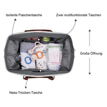 REDOM Wickeltasche Krankenhaus Mama Tasche Krankenhaustaschen Mommy Bag Wickelunterlage (mit Leder Griff, Mit 2 Tasche, Baby-Wickeltasche), Multifunktional Reisetasche für Mama Papa und Jungen Mädchen