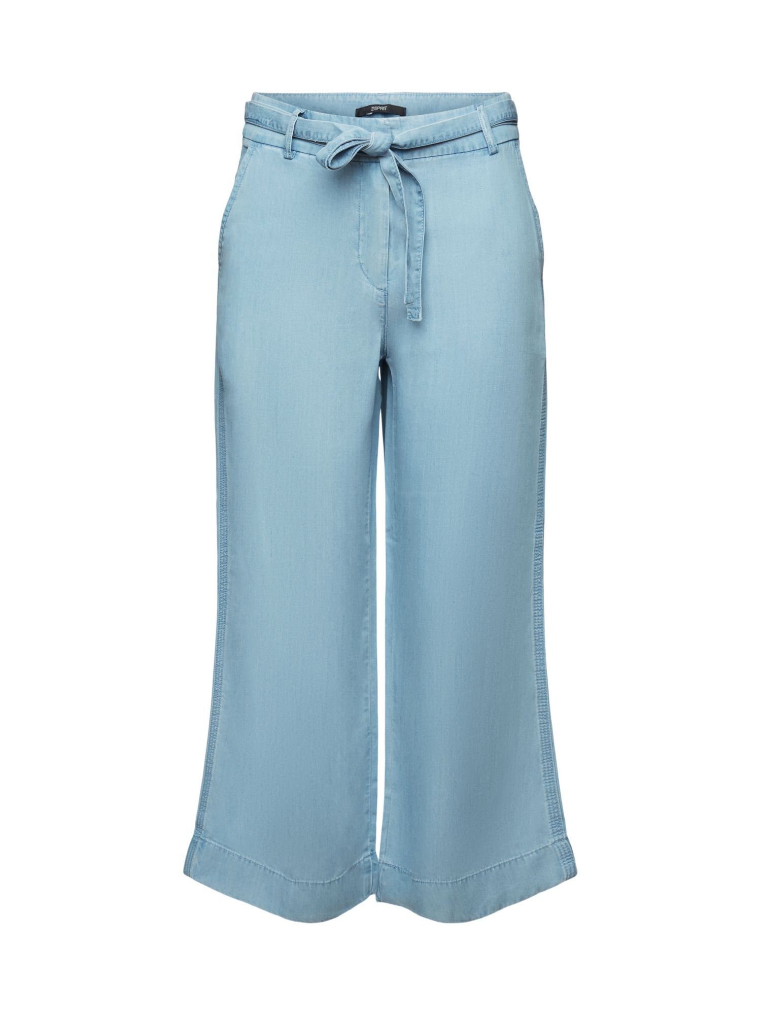 Esprit Collection Culotte Verkürzte Hose mit weitem Bein, TENCEL™ BLUE LIGHT WASHED