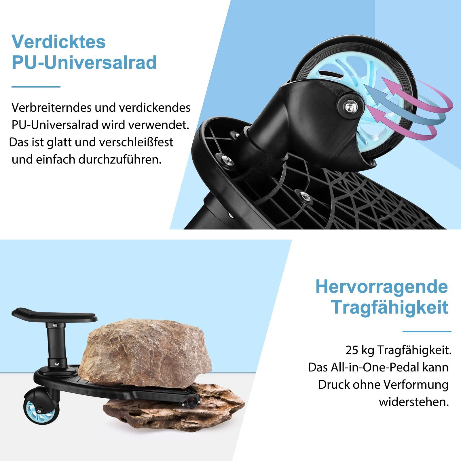 Youyijia Montagezubehör Buggy Board Trittbrett mit Sitz für Kinderwagen Rollbrett – Bild 5 von 5