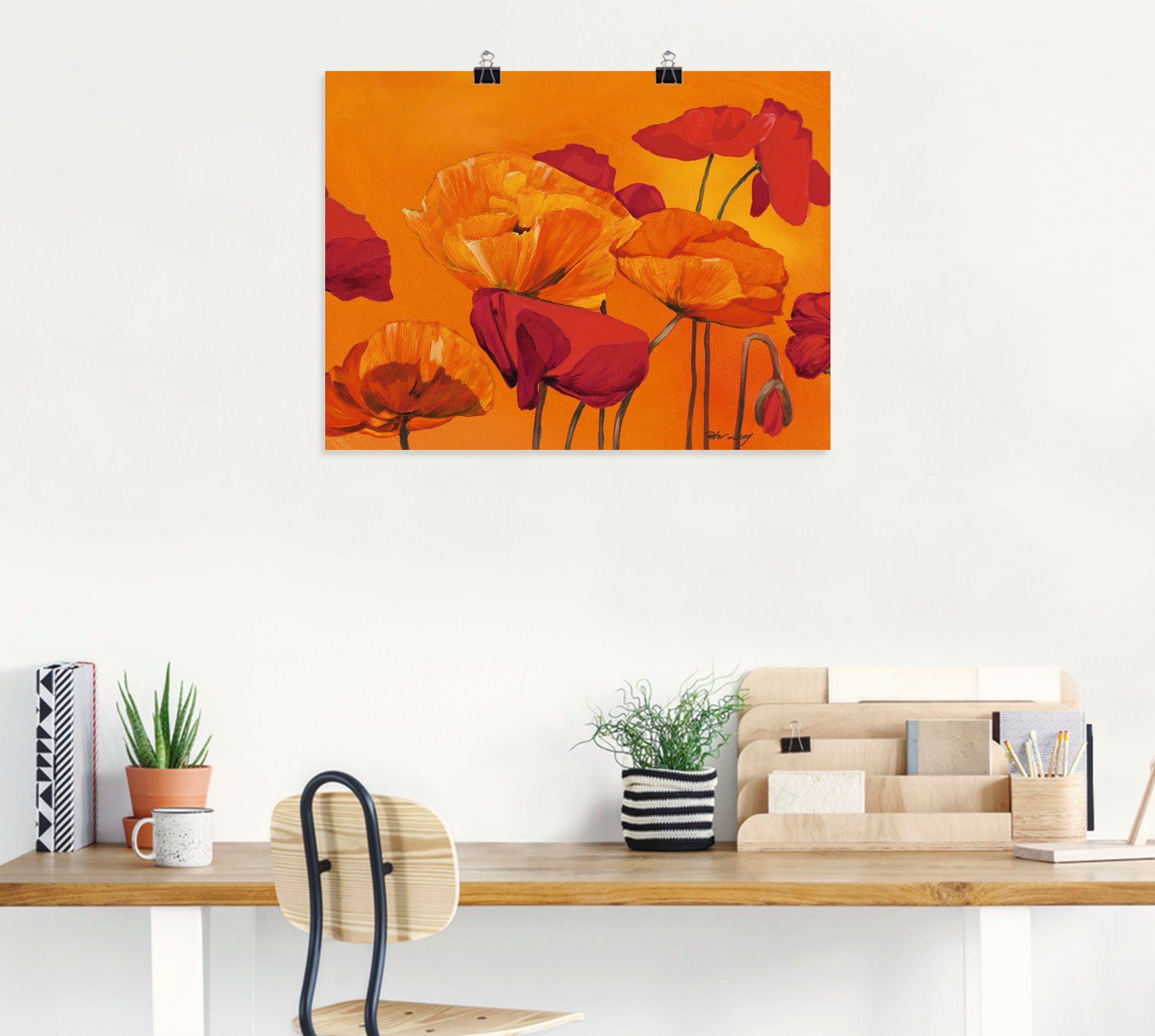 Artland Wandbild Mohnblume, Blumen (1 als versch. in Größen Alubild, Leinwandbild, Wandaufkleber Poster oder St)