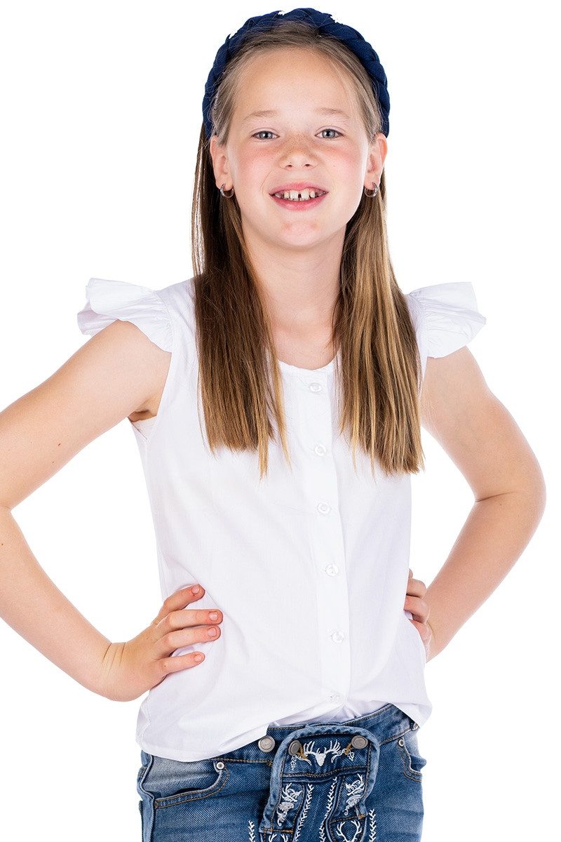 Isar-Trachten Trachtenbluse Trachtenbluse Kinder - AZALEA - weiß