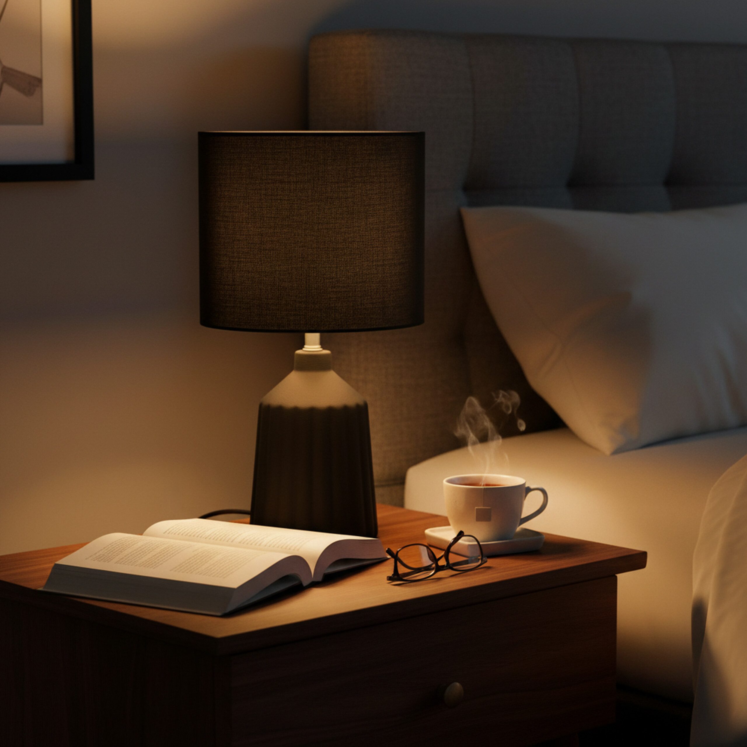 relaxdays Nachttischlampe Tischlampe mit Keramiksockel, B