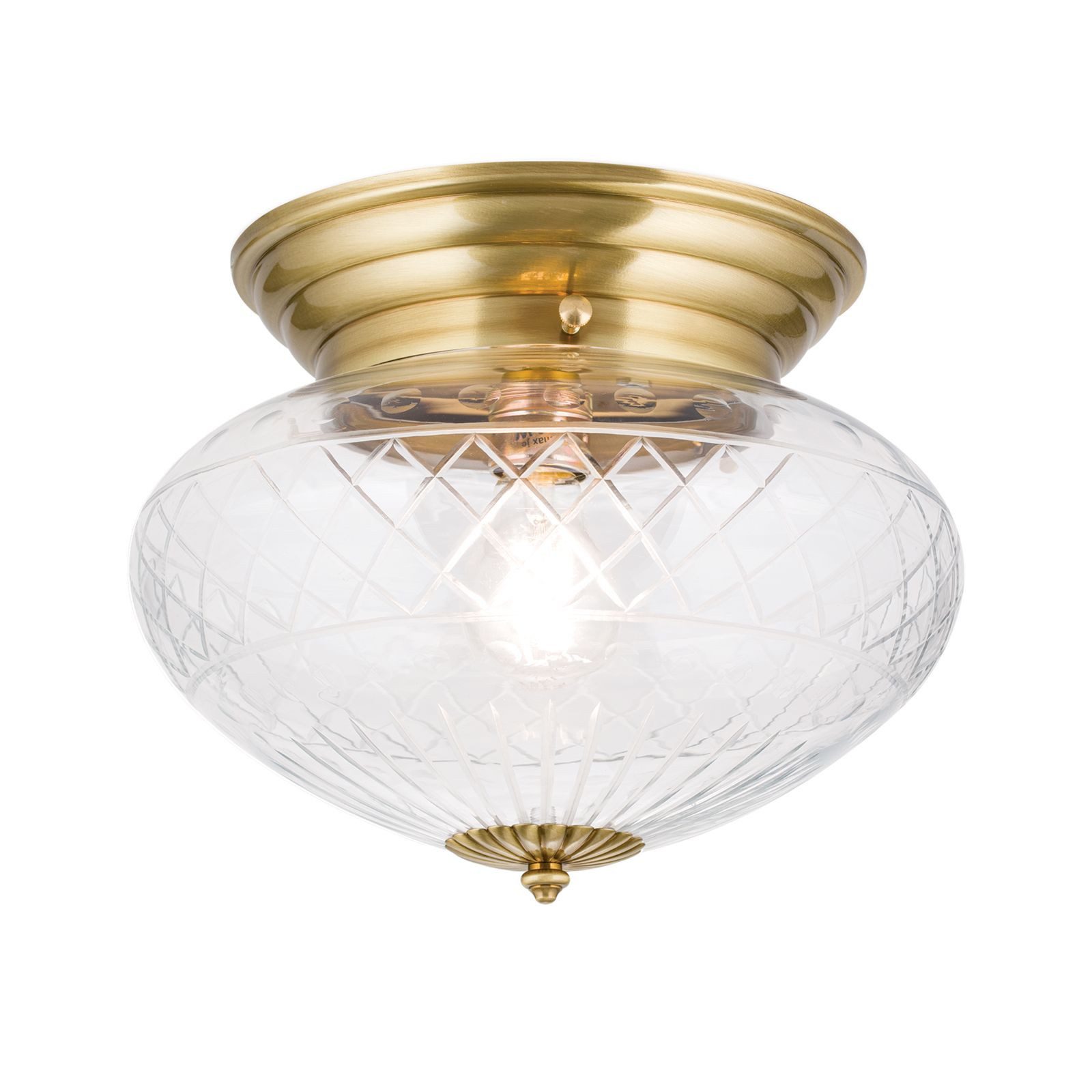 Licht-Erlebnisse Deckenleuchte AGNES, ohne Leuchtmittel, Glas Messing rund Ø 31 cm in Bronze E27 Jugendstil