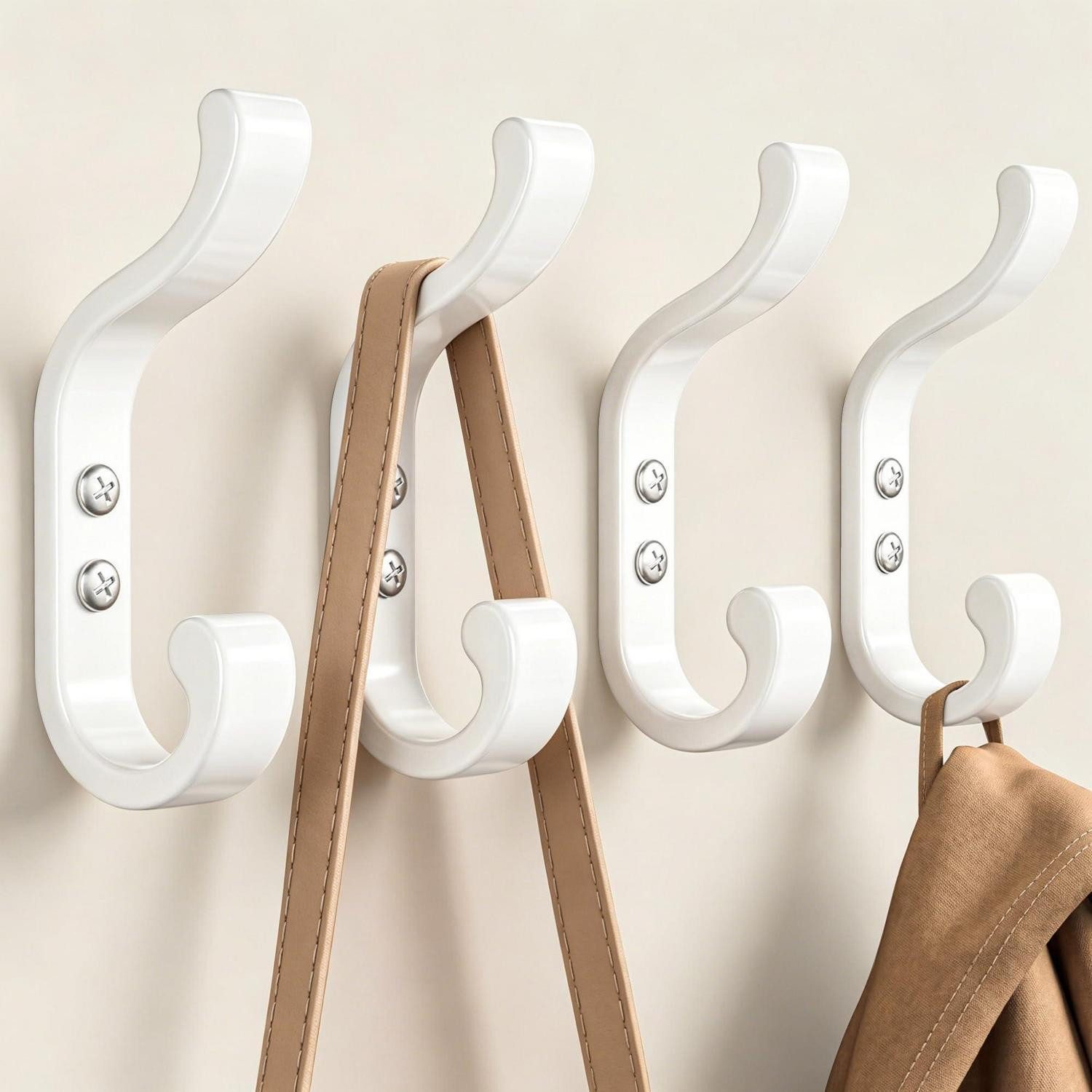 LuxusKollektion Wandhaken Garderobenhaken 4er-Set weiß matt, (4-St)