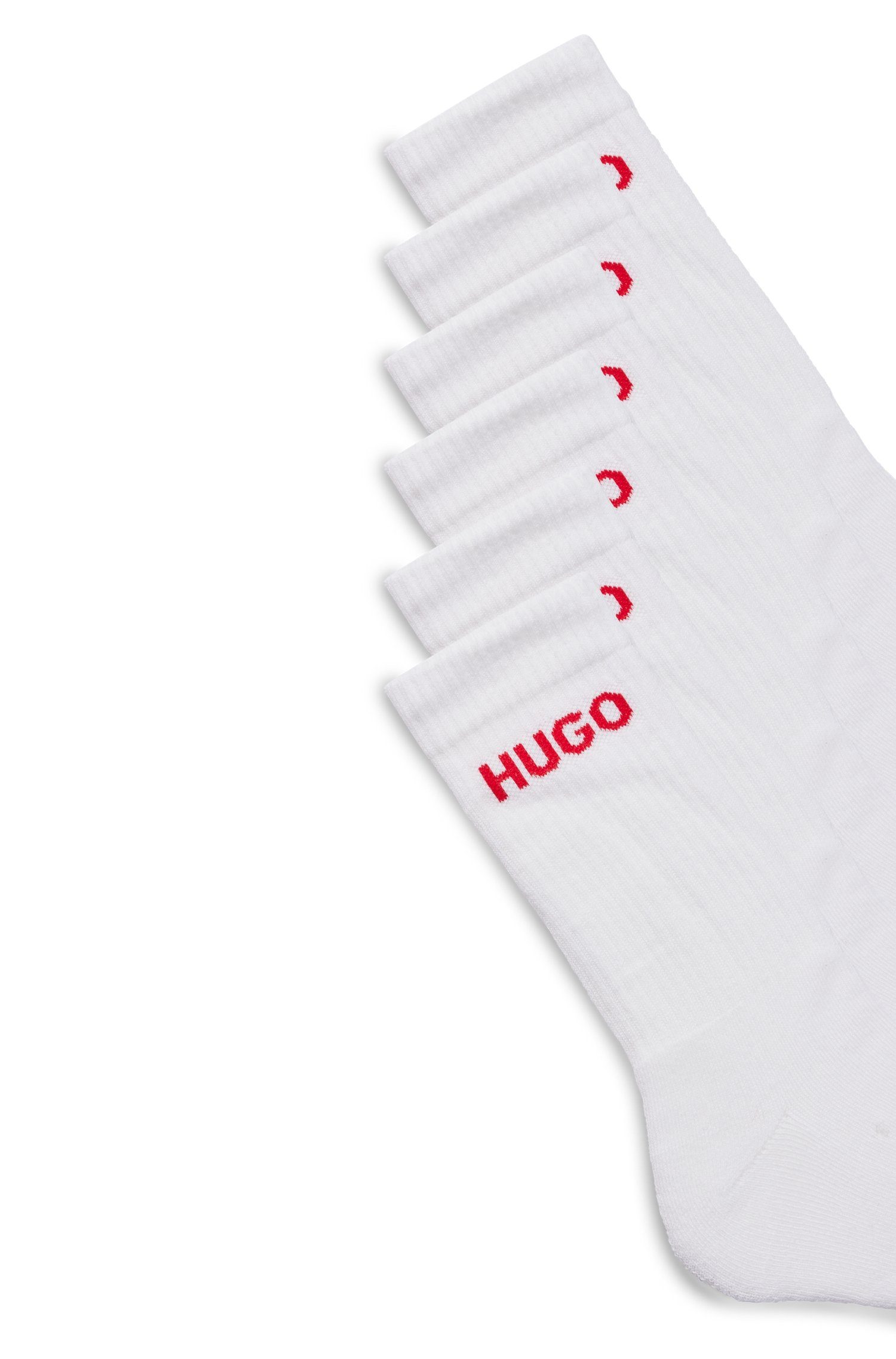 6P (Packung, LOGO RIB 2er Pack) QS Logo BOSS CC Socken eingestricktem mit HUGO White