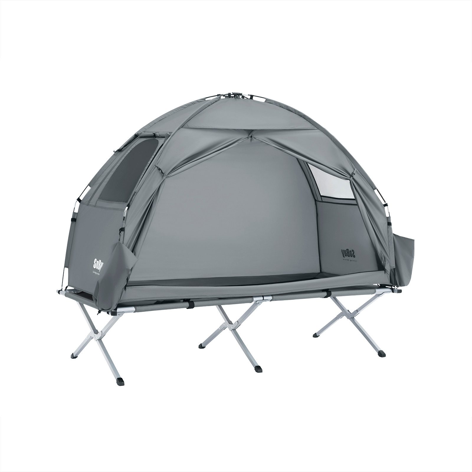 SoBuy Feldbett OGS32-II, Vorzelt Wasserdichtes Campingbett Campingliege Familienzelt Feldbett mit Zelt für 1-2 Personen, Campingmatratze für 1-2 Personen