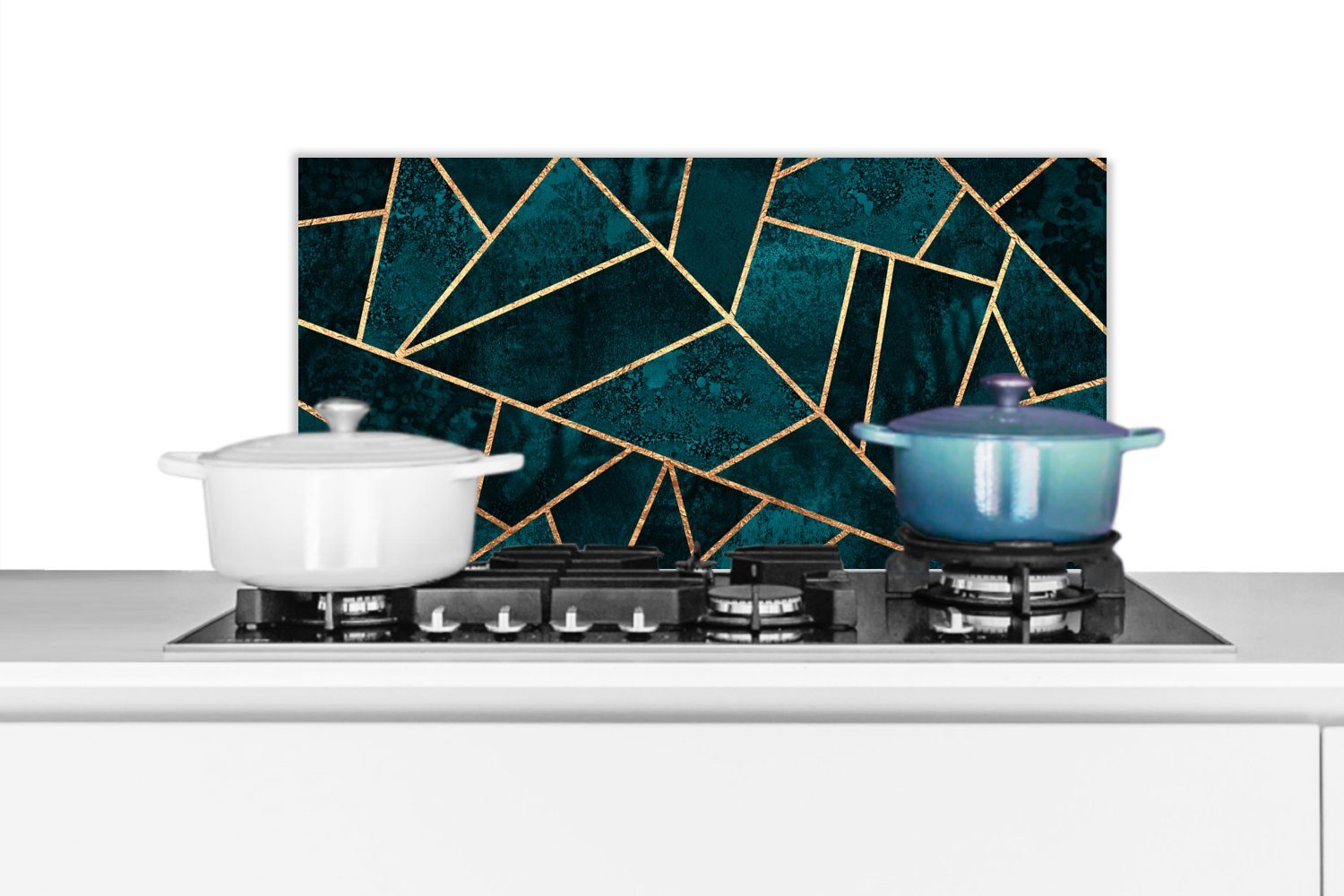 MuchoWow Küchenrückwand Steine - Gold - Luxus - Muster - Abstrakt, (1-tlg), 60x30 cm, Wandschutz, gegen Fett und Schmutzflecken für Küchen