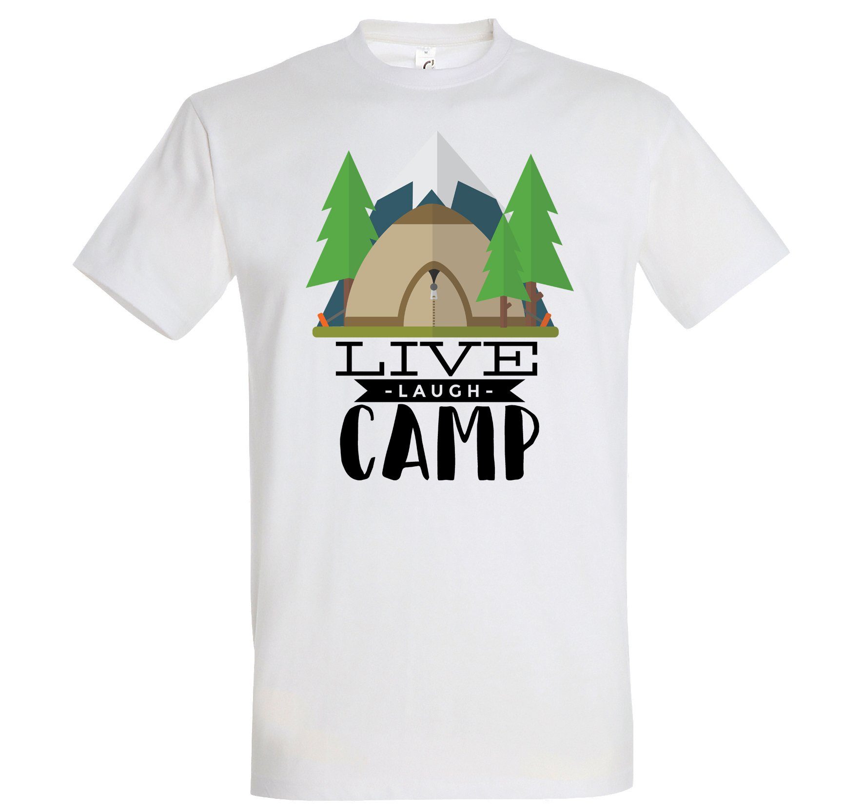 Youth Designz T-Shirt Live Laugh Camp Herren T-Shirt mit Trendigem Frontdruck Weiss
