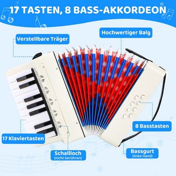 TLGREEN Piano-Akkordeon Kinder-Akkordeon Ziehharmonika 17 Tasten, Musikinstrument