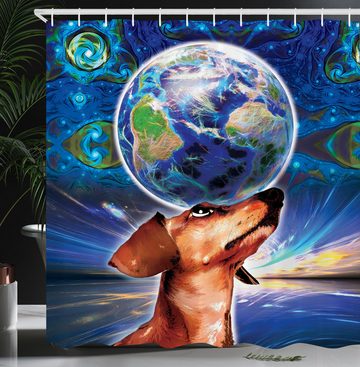 Abakuhaus Duschvorhang Moderner Digitaldruck mit 12 Haken auf Stoff Wasser Resistent Breite 175 cm, Höhe 180 cm, Tier Nette entzückende Hundeerde
