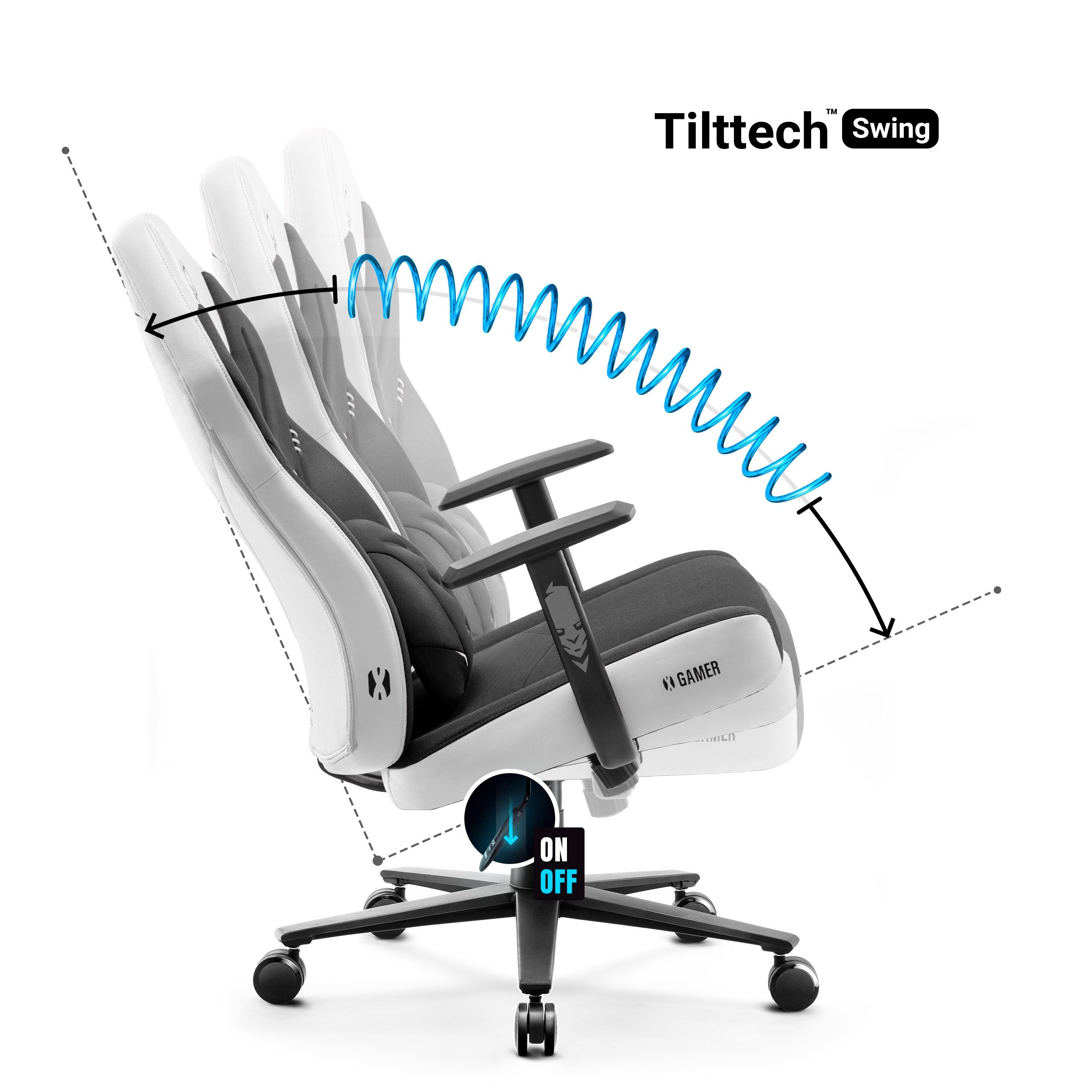 DIABLO CHAIRS Gaming-Stuhl X-Gamer 2.0 Stoff HDS Kunstleder ergonomisch Kopfstütze (Stoff HDS Kunstleder, Kaltschaum, Racing-Design), Lendenkissen Wippfunktion Metallbasis 130kg
