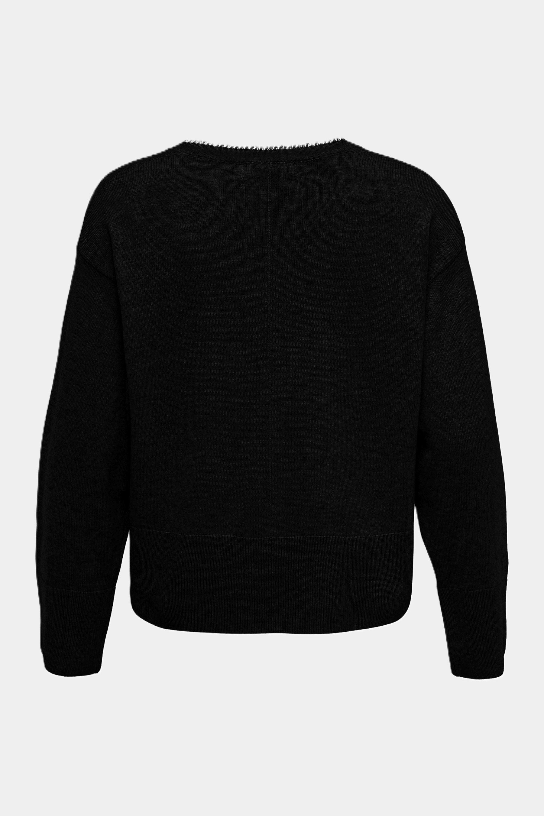 six-o-seven Strickpullover Six-o-Seven Strickpullover mit Fransen - BLACK