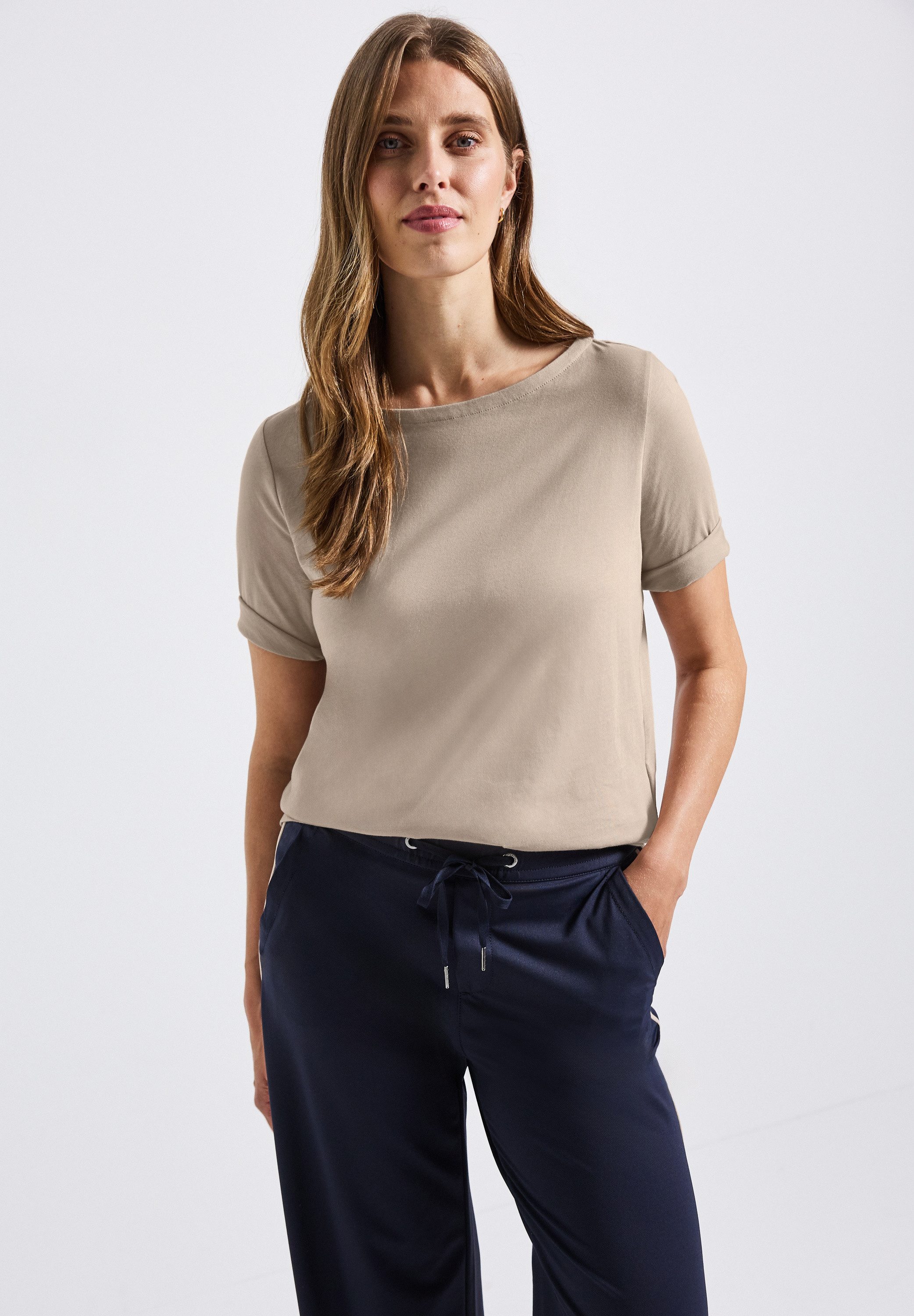 STREET ONE T-Shirt U-Boot Ausschnitt, Basic günstig online kaufen