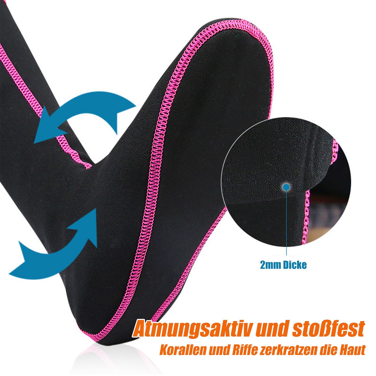 Refttenw Neoprensocken 2mm Lange Tauchen Socken,Strandsocken,Beachsocken,Verschleißfest,2-st