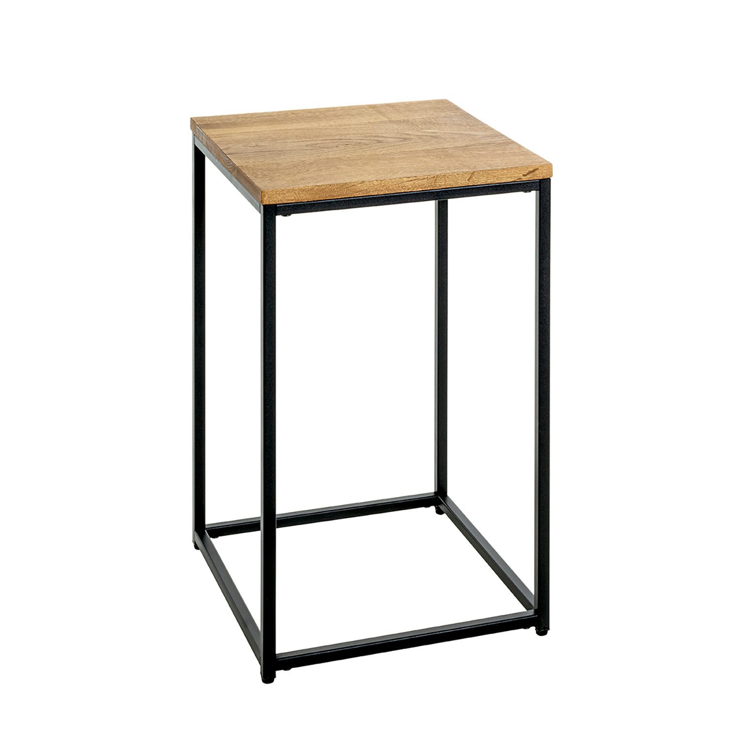 HAKU Beistelltisch SACRAMENTO 3 Tisch - eiche-schwarz - Holz, Metall - H. 60cm x B. 35cm (1xBeistelltisch, Dekotisch - kleiner Tisch), Tisch - Ablagetisch - Couchtisch - Sofatisch