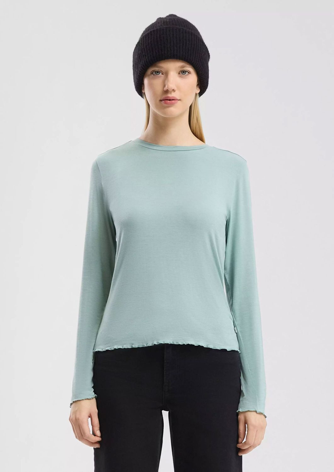 QS Longsleeve Langarmshirt aus Viskosestretch Rundhals, günstig online kaufen