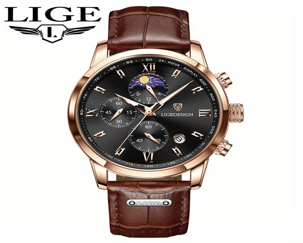 Lige für Damen/Herren, ideale Wahl als Geschenk Watch, mit 24-Stunden-Kalender/Nachtlichtmodus/Business Quarz