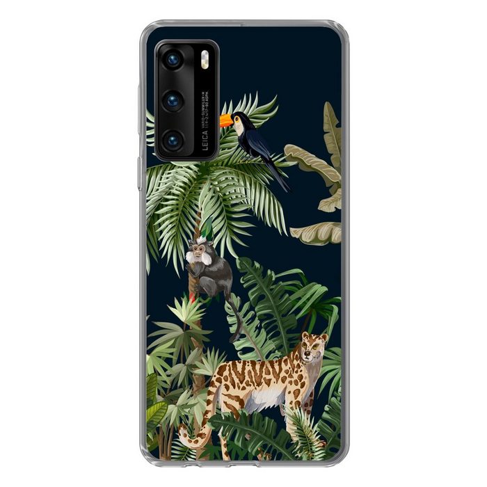 MuchoWow Handyhülle Dschungel - Pflanzen - Tiere - Kinder - Flamingo - Zebra Handyhülle Huawei P40 Handy Case Silikon Bumper Case