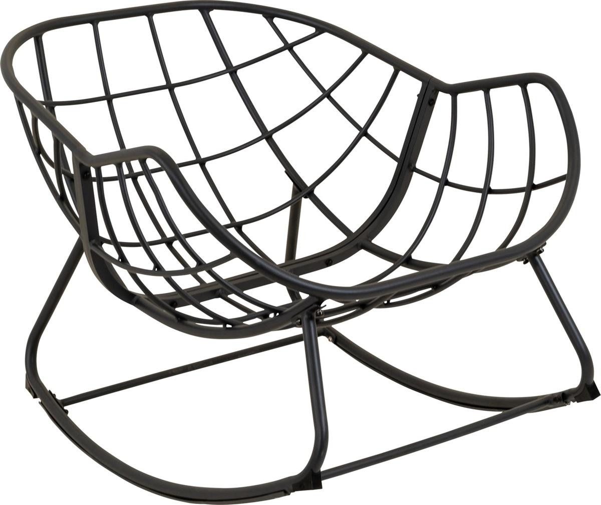 Natur24 Gartenstuhl Schaukelstuhl Cozy Stone Aluminium Olefin Schwarz Grau