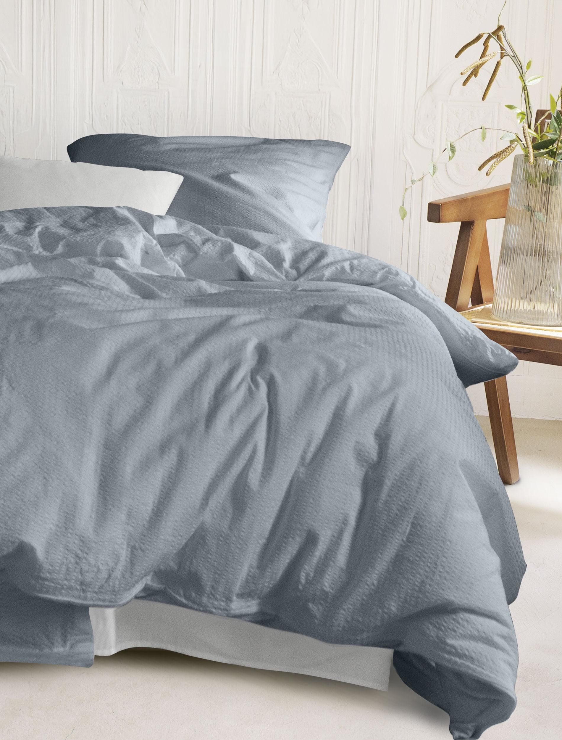 Irisette Bettwäsche Oslo 8787, Seersucker, 2 teilig, super soft, kühlend und atmungsaktiv, pflegeleicht und bügelfrei