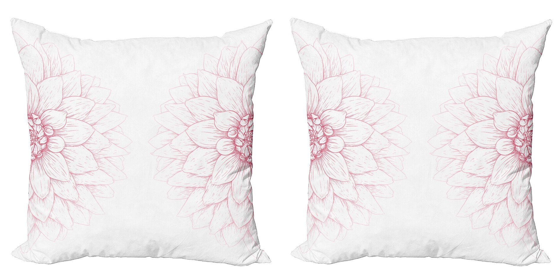 Stück), Blüten-Blumen Digitaldruck, Doppelseitiger (2 Modern Blumen Kissenbezüge Accent Abakuhaus Rosa