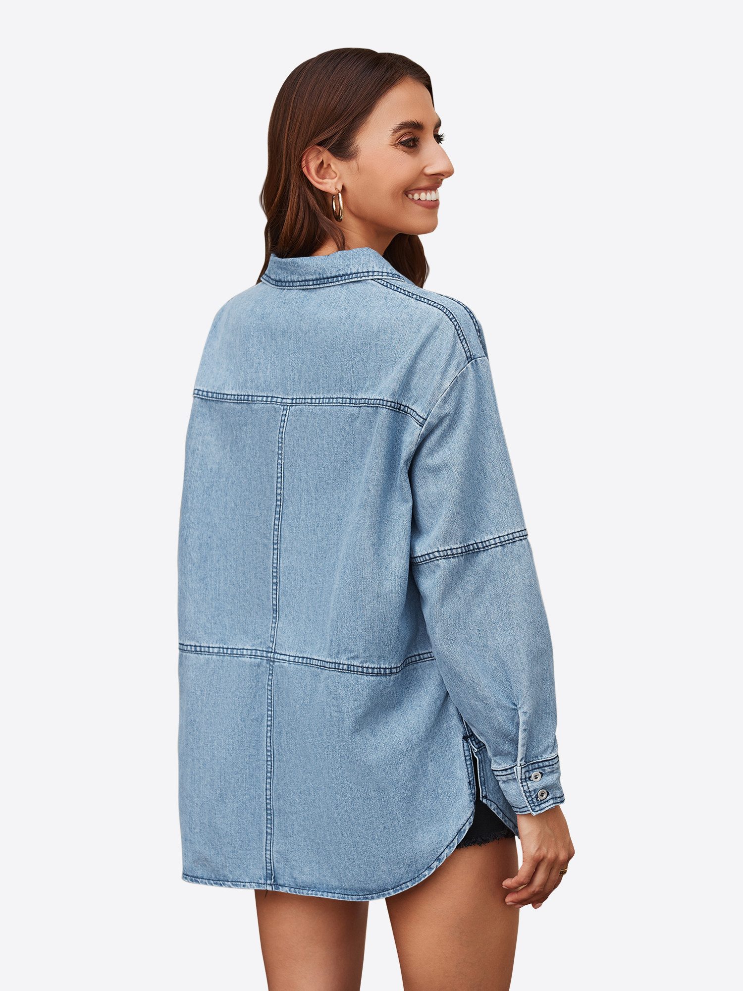 Imily Bela Longpullover Damen Lockere Jeansjacke (Packung, 1-tlg., 1per-Pac günstig online kaufen