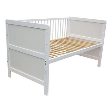 Micoland Kinderbett Kinderbett Juniorbett Beistellbett Wiege 140x70cm 4in1 weiß