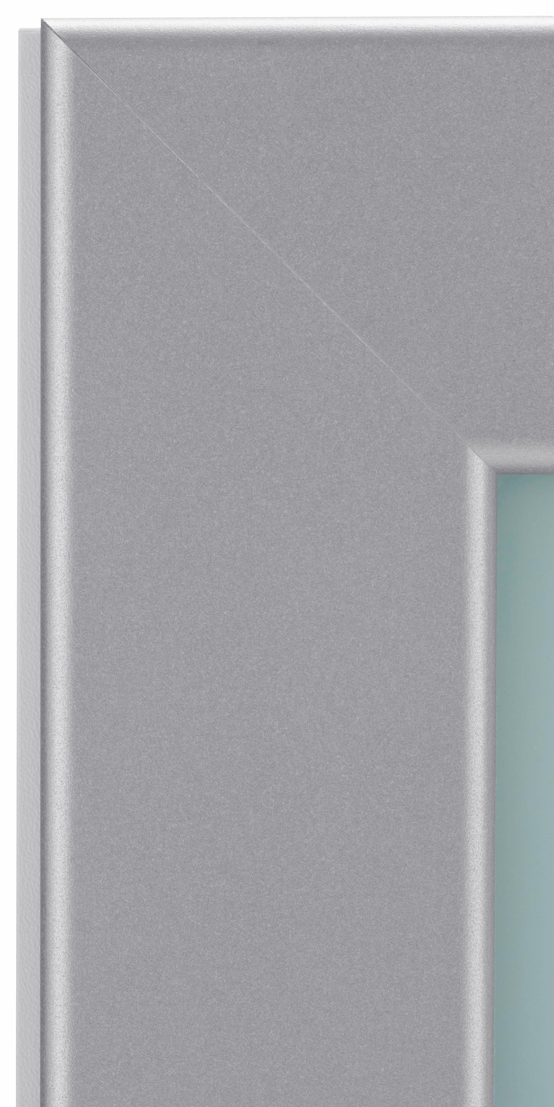 wiho Küchen Glashängeschrank Cali Korpus: alufarbener | Weiß mit Weiß alufarben, Front: Glasrahmentür