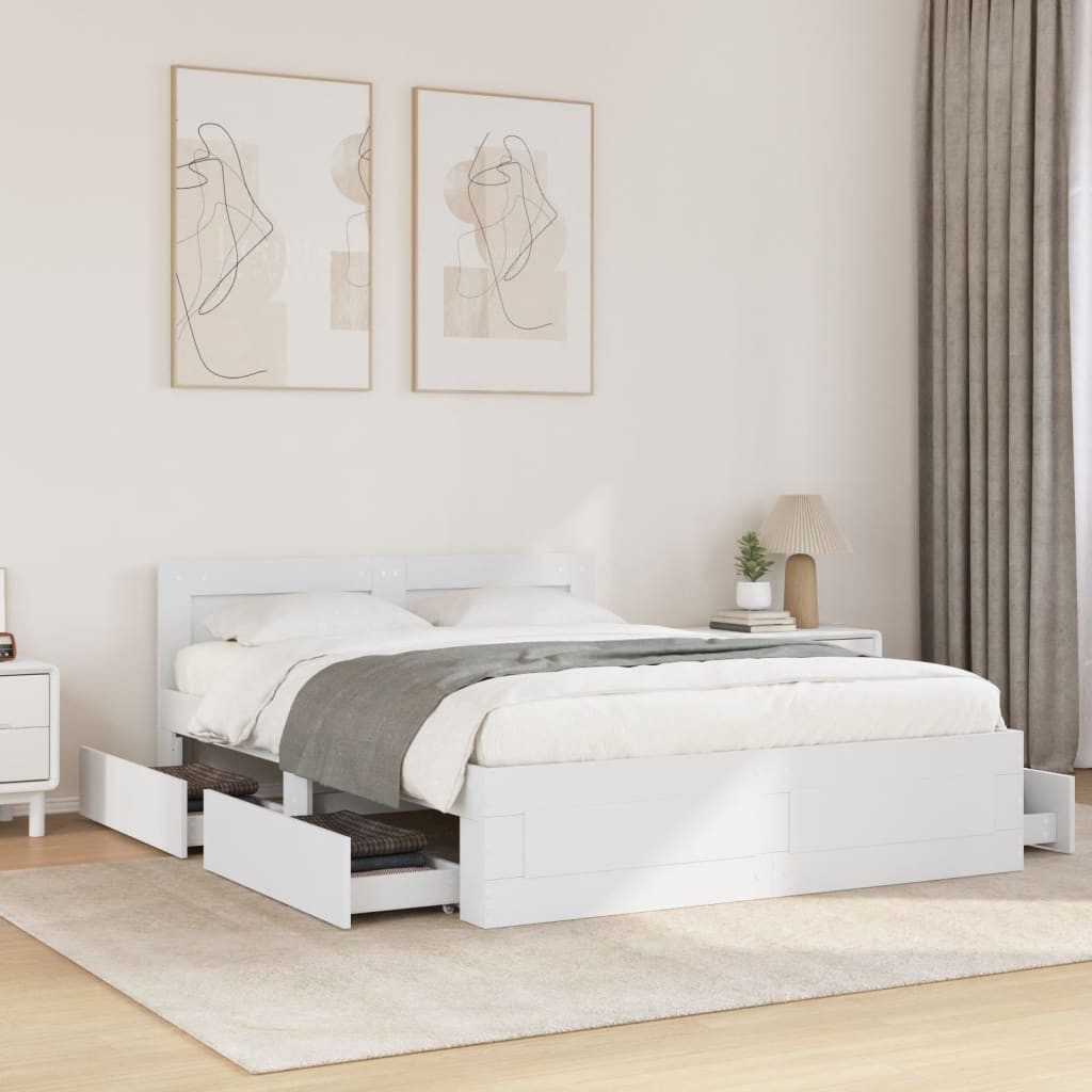 vidaXL Bettgestell vidaXL Bettgestell mit Kopfteil ohne Matratze Weiß 120x200 cm
