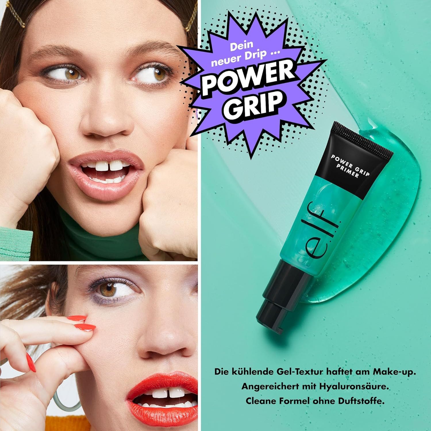e.l.f Gesichtspflege Power Grip Primer – Für makellos haltendes Make-up 100 % vegan und tierversuchsfrei, Glättet die Haut und verbessert die Haltbarkeit des Make-ups
