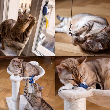 Pretty Kitty Zahnpflege-Spielzeug 15-teiliges Katzenspielzeug-Set mit Katzenangel, Federn & Minze, Holz