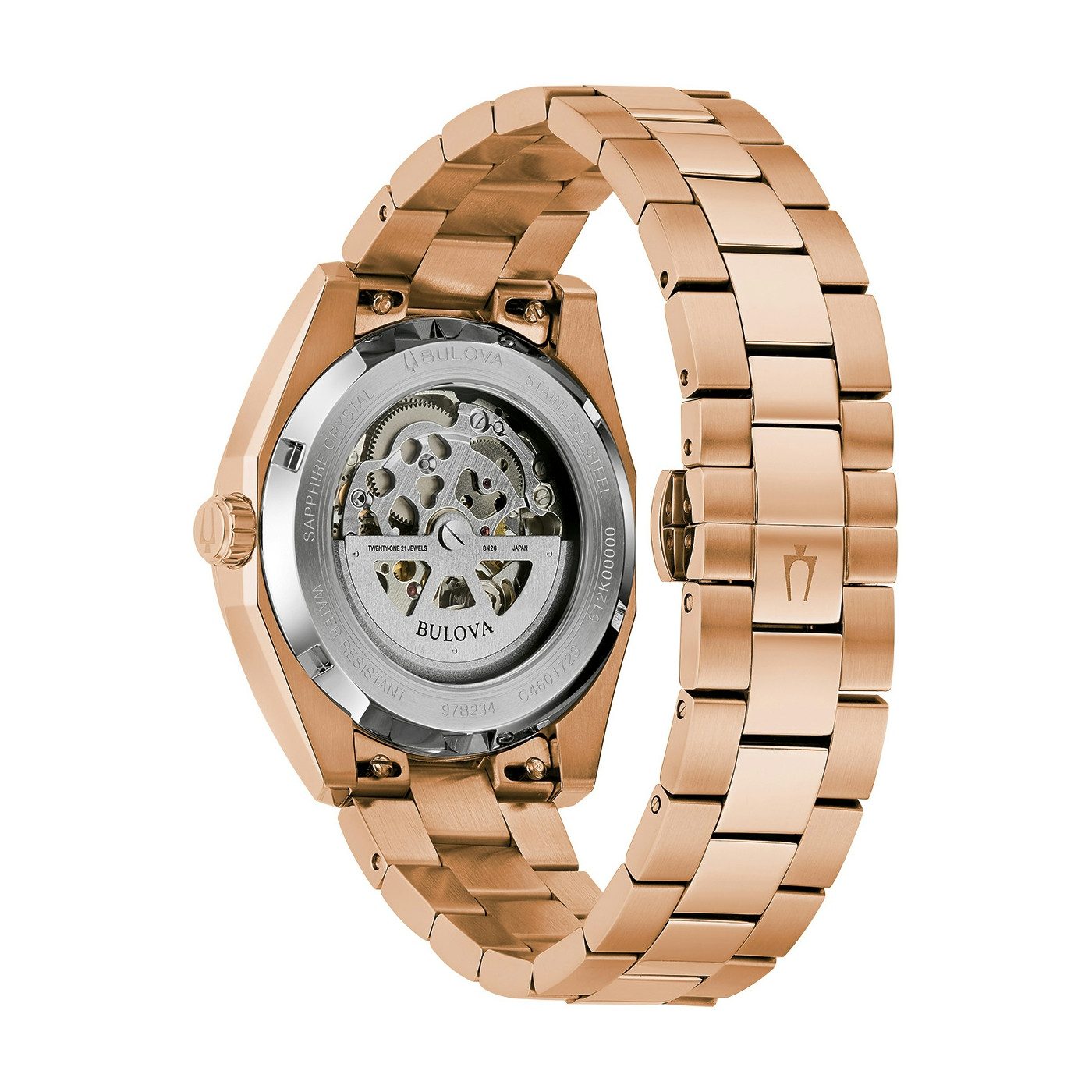 Bulova Automatikuhr Surveyor 97B234, Armbanduhr, Damenuhr, Herrenuhr, Mechanische Uhr, Edelstahlarmband