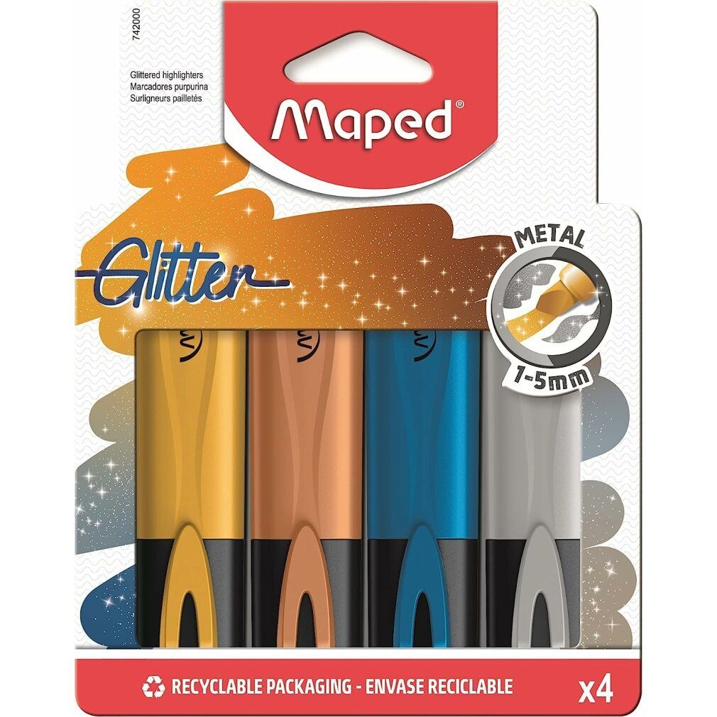 MAPED Маркеры 4 FLUO PEPS METALLIC GLITTER Textmarker farbsortiert