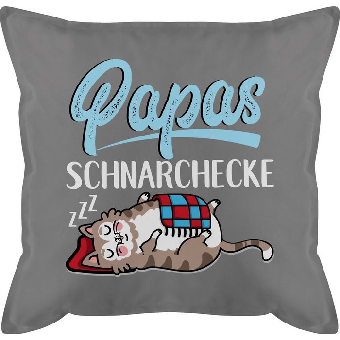 Shirtracer Dekokissen Papas Schnarchecke Katze - weiß/blau - Vatertagsgeschenk Kissen - Bedrucktes Kissen mit Füllung Kissen Vatertag Geschenk für Papa