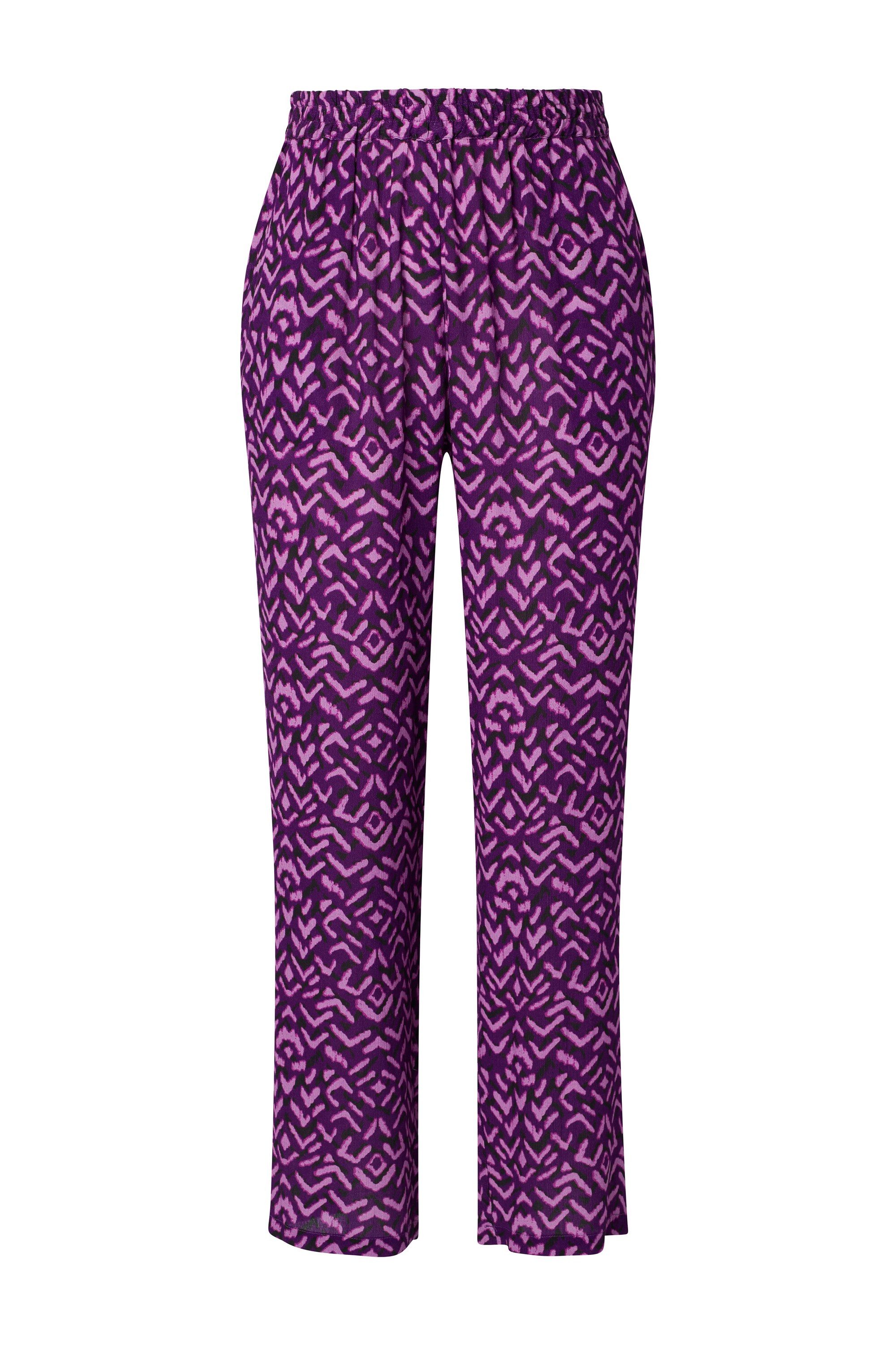 Ulla Popken Schlupfhose Hose Rose grafischer Print weites Bein Elastikbund