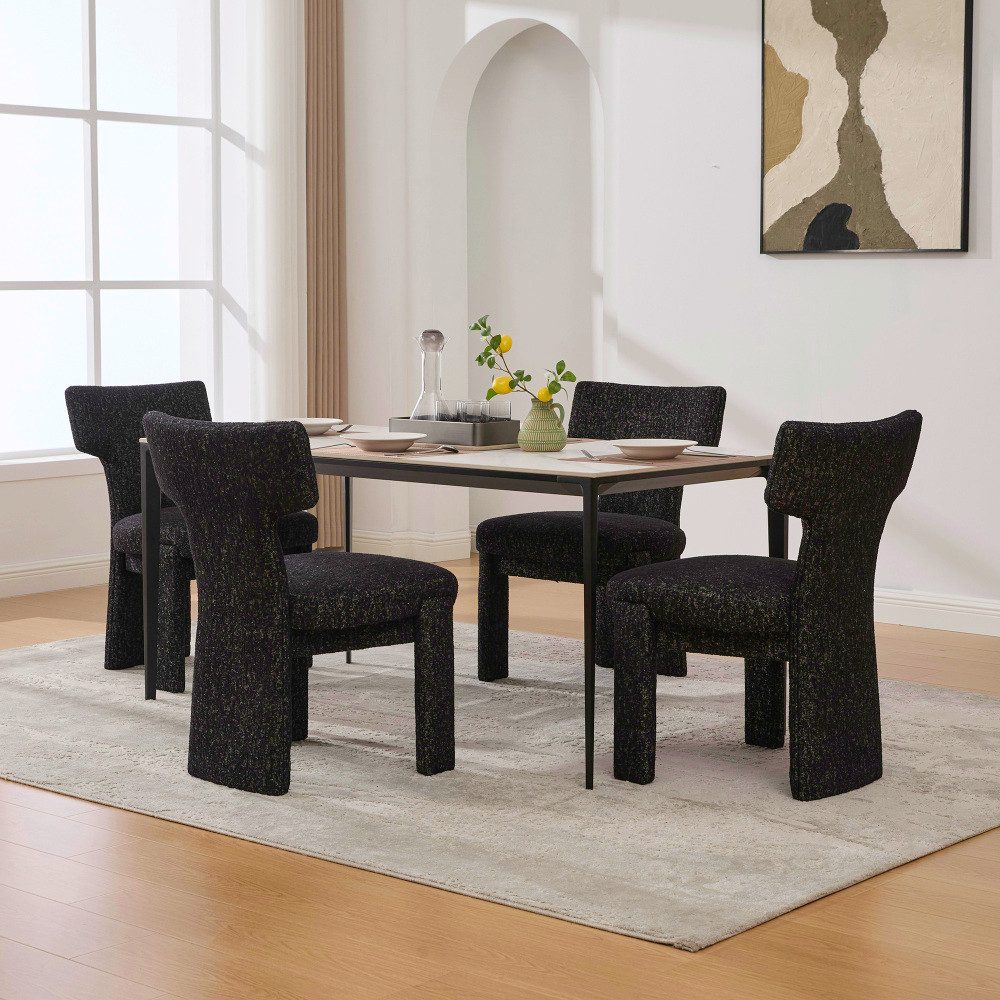 BBWL Polsterstuhl Set 2 Stück Armlehnefreie Akzentsessel mit gebogener Rückenlehne, Moderner Chenille-Polstersessel für Wohnzimmer, Esszimmer, Café – Bild 3 von 5